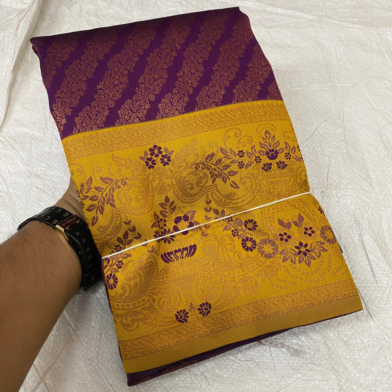 Dharmavaram Semi Pattu Silk Zari Weaving Saree